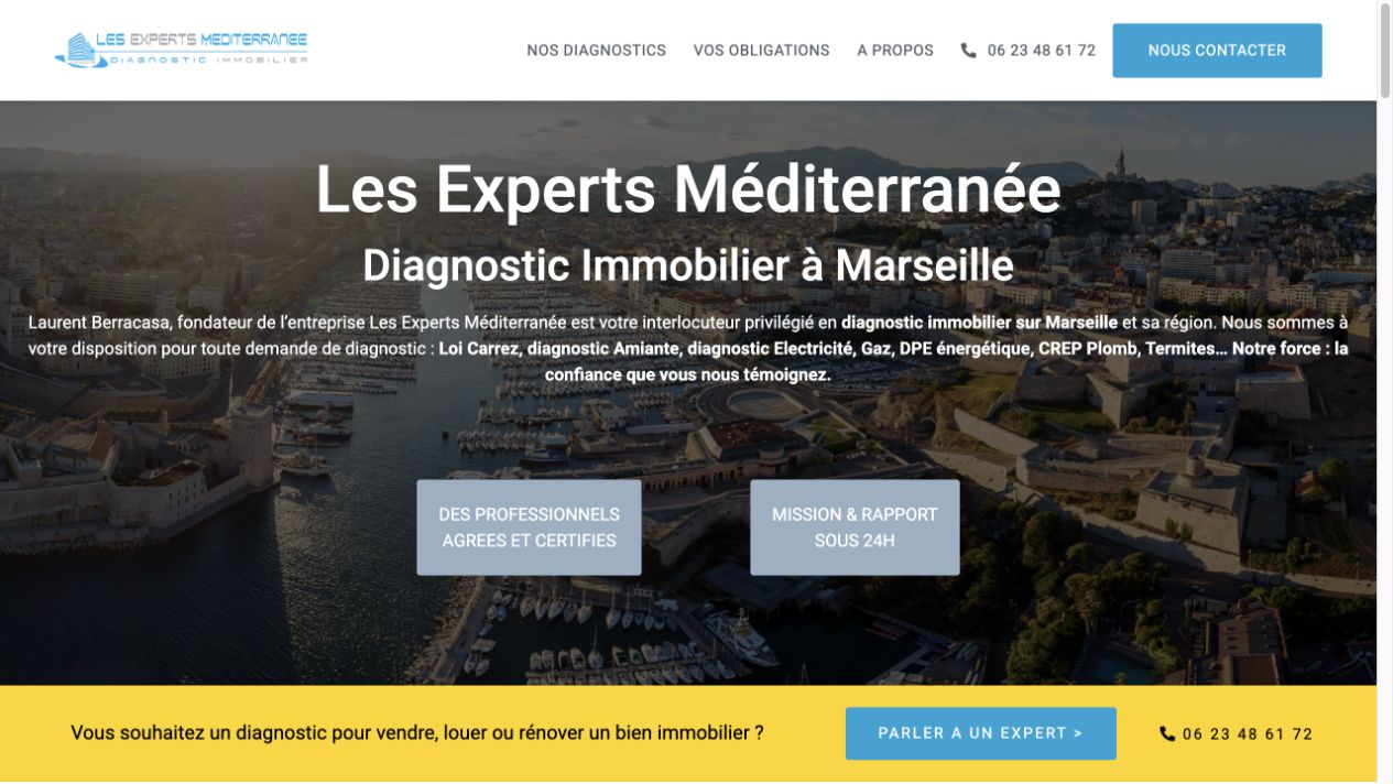 Capture du site de Les Experts Méditerranée