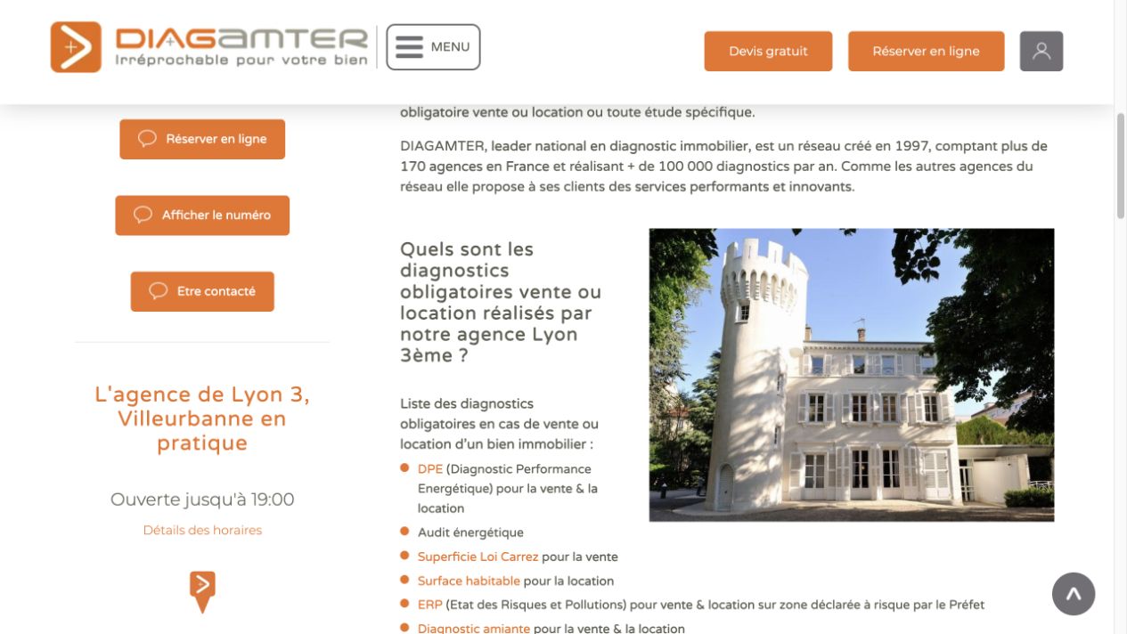 Capture du site de Diagamter Lyon 3 / Villeurbanne – Verry Diagnostics
