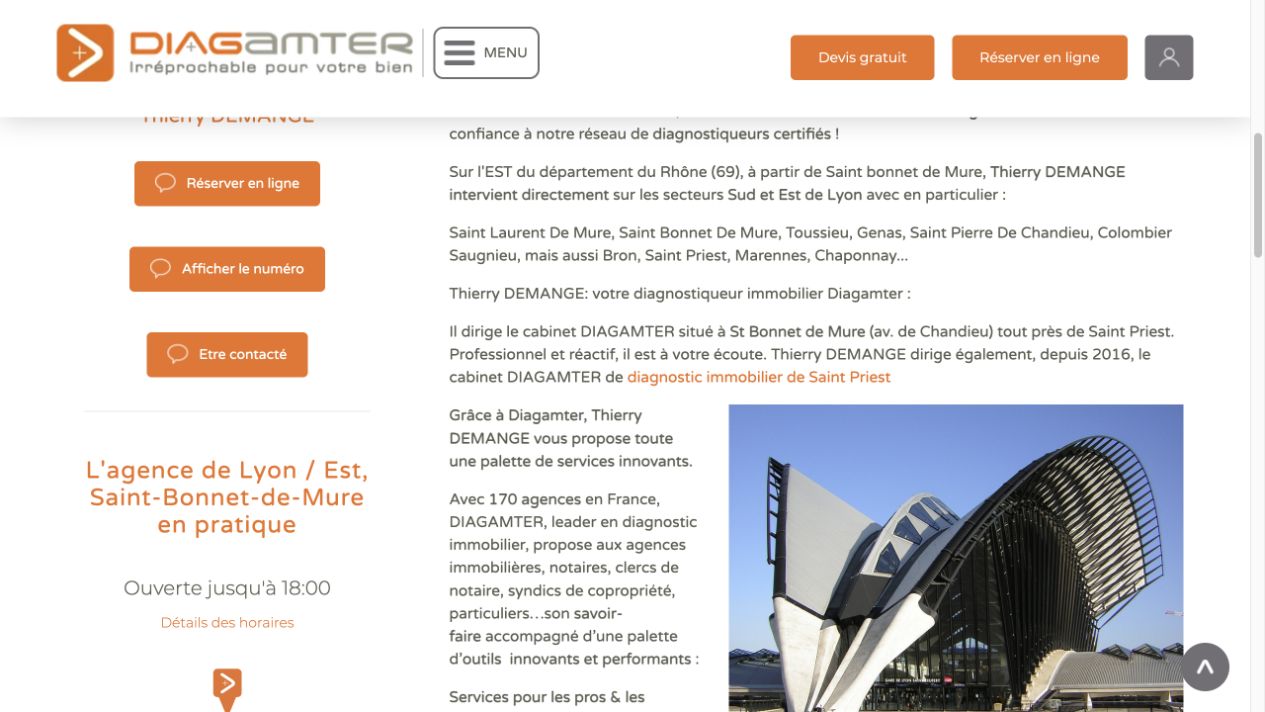 Capture du site de Diagamter Lyon Est – DMG Expertise