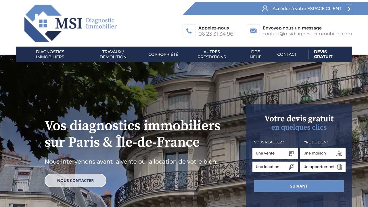Capture du site de MSI Diagnostic Immobilier