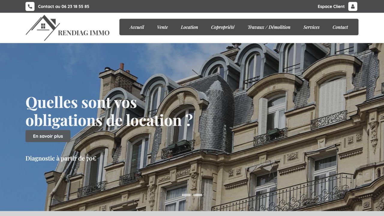 Capture du site de Rendiag Immo