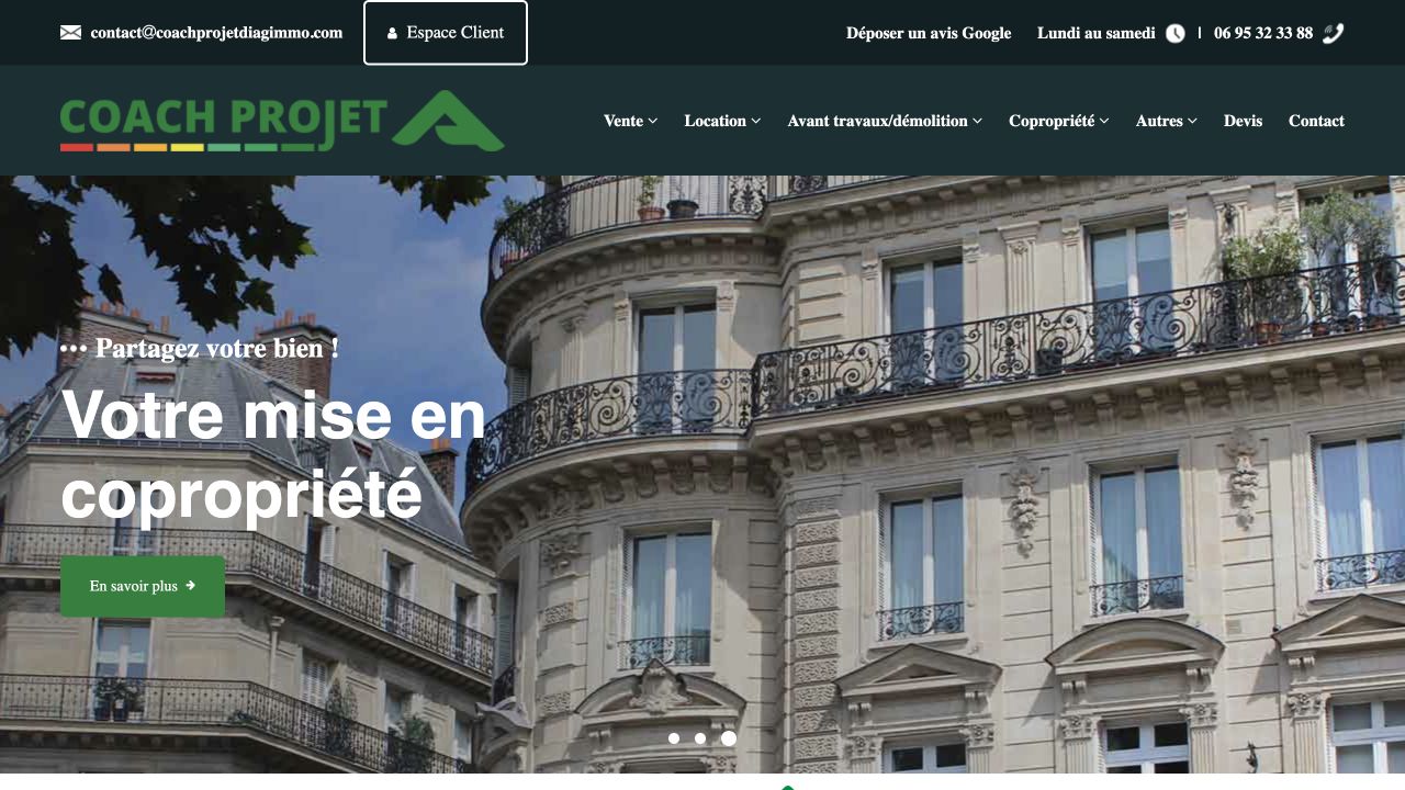 Capture du site de Coach Projet