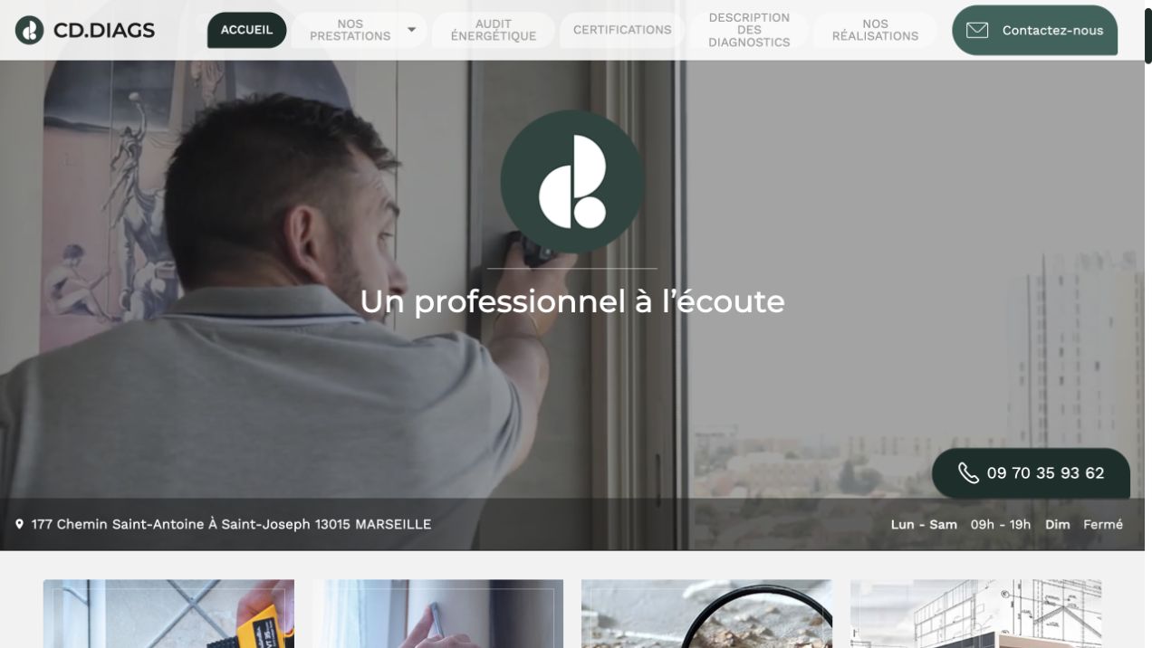 Capture du site de CD.DIAGS
