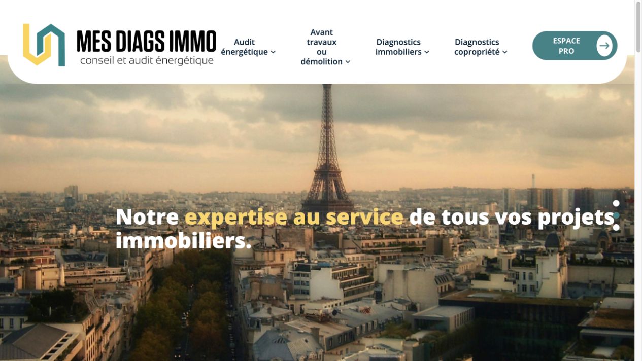 Capture du site de Mes Diags Immo