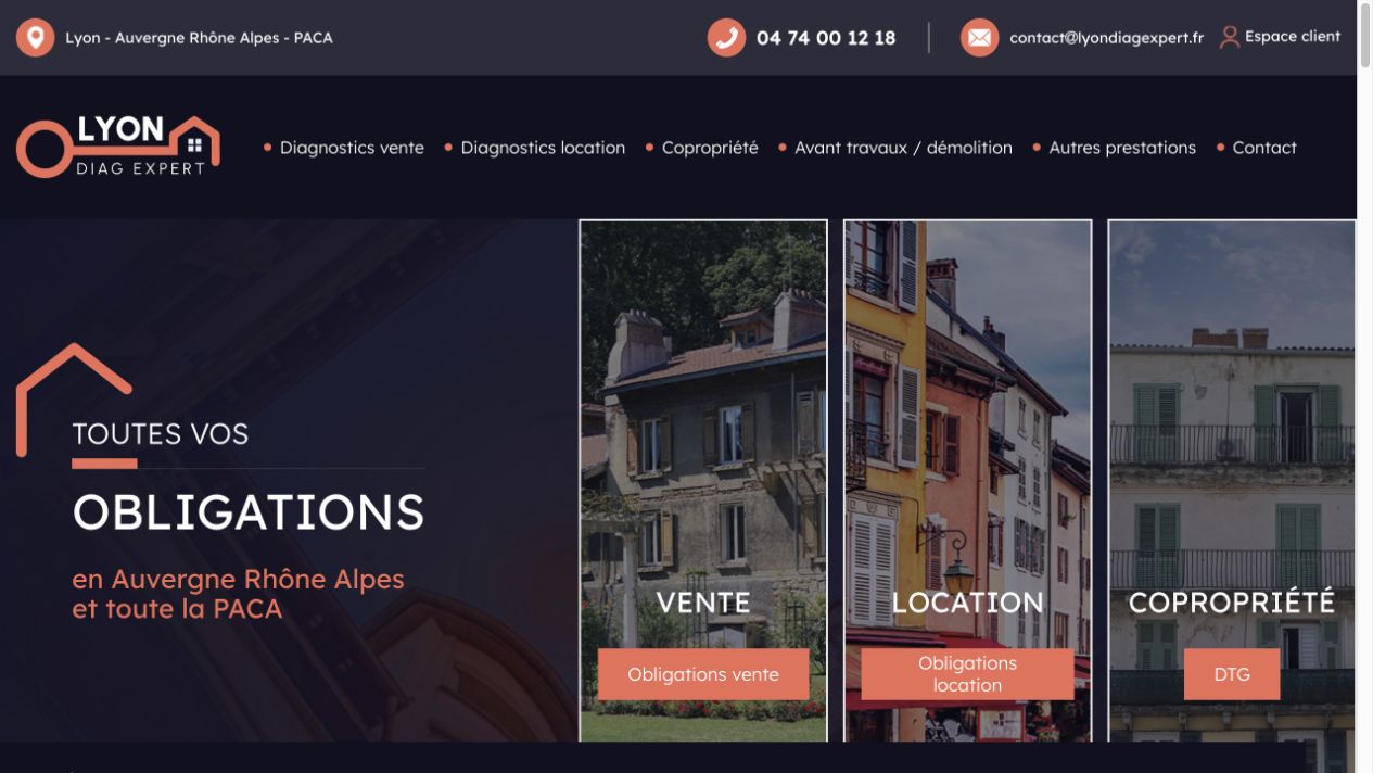 Capture du site de Lyon Diag Expert
