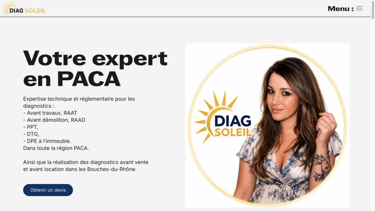 Capture du site de Diag Soleil